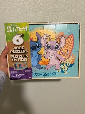 Disney Stitch Wooden Puzzle Set - Blue & Pink Characters